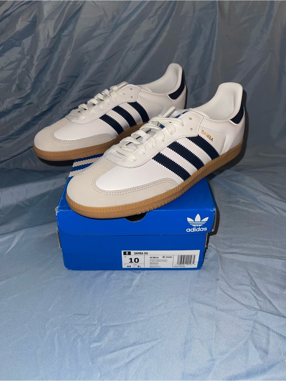 adidas Samba OG White Night Indigo with Gum Sole - Men's Sneakers